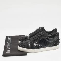 Christian Louboutin Black Embossed Patent Leather and Suede Vieira 2 Sneakers Size 39.5