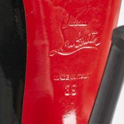 Christian Louboutin Black Patent Leather Private Number Peep Toe Pumps Size 39