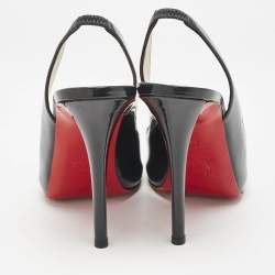 Christian Louboutin Black Patent Leather Private Number Peep Toe Pumps Size 39