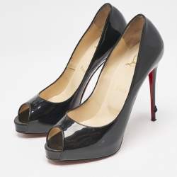 Christian Louboutin Black Patent Leather Very Prive Pumps Size 38