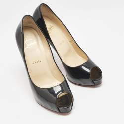 Christian Louboutin Black Patent Leather Very Prive Pumps Size 38