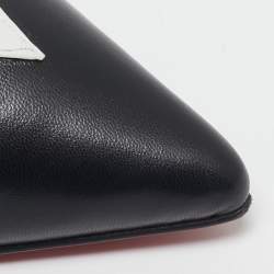 Pre Owned Christian Louboutin Black/White Leather Triangular Cut-Out Slingback Pumps Size 40