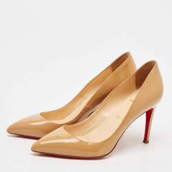 Christian Louboutin Beige Patent Leather Pigalle Pumps Size 37