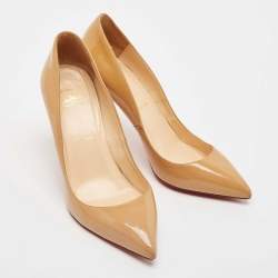 Christian Louboutin Beige Patent Leather Pigalle Pumps Size 37