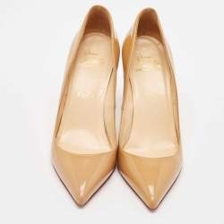 Christian Louboutin Beige Patent Leather Pigalle Pumps Size 37