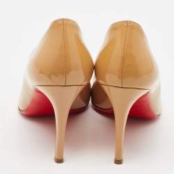 Christian Louboutin Beige Patent Leather Pigalle Pumps Size 37