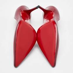 مملوكة مسبقًا حذاء كعب عالي كريستيان لوبوتان كيت ماكس جلد أحمر غامق مقاس 38.5