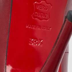 مملوكة مسبقًا حذاء كعب عالي كريستيان لوبوتان كيت ماكس جلد أحمر غامق مقاس 38.5