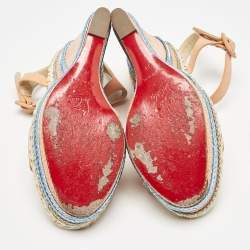 Christian Louboutin Peach Pink Suede New Duplice Wedge Sandals Size 38
