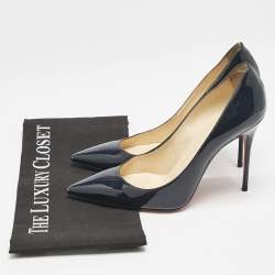 Pre Owned Christian Louboutin Navy Blue Patent Leather Pigalle Pumps Size 39