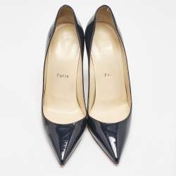 Pre Owned Christian Louboutin Navy Blue Patent Leather Pigalle Pumps Size 39