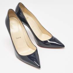 Pre Owned Christian Louboutin Navy Blue Patent Leather Pigalle Pumps Size 39