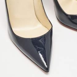 Pre Owned Christian Louboutin Navy Blue Patent Leather Pigalle Pumps Size 39