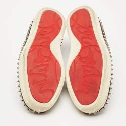 Christian Louboutin Dark Green Suede Spike Pik Boat Slip On Sneakers Size 40.5