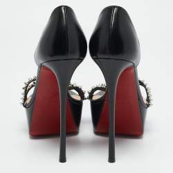 Christian Louboutin Black Leather So Spike Alta Sandals Size 39