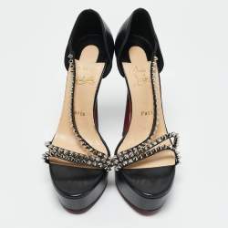 Christian Louboutin Black Leather So Spike Alta Sandals Size 39