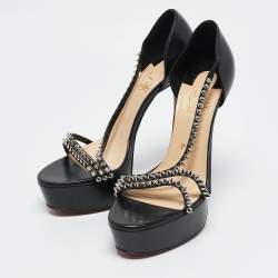 Christian Louboutin Black Leather So Spike Alta Sandals Size 39