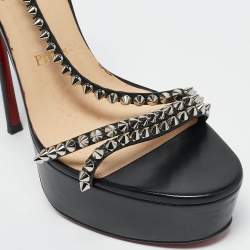 Christian Louboutin Black Leather So Spike Alta Sandals Size 39