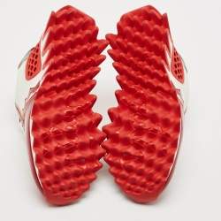 Christian Louboutin White/Red Patent and Leather Loubishark Sneakers Size 37
