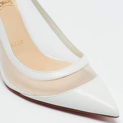 Christian Louboutin White Leather and Mesh Galativi Pumps Size 37