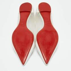 Christian Louboutin White Leather and Mesh Galativi Ballet Flats Size 37