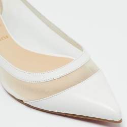 Christian Louboutin White Leather and Mesh Galativi Ballet Flats Size 37