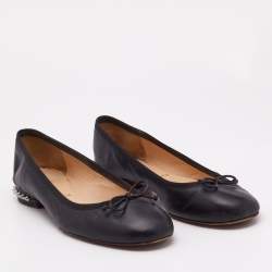 Christian Louboutin Black Leather La Massine Ballet Flats Size 37.5