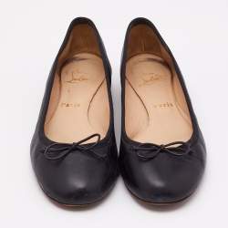 Christian Louboutin Black Leather La Massine Ballet Flats Size 37.5