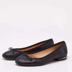 Christian Louboutin Black Leather La Massine Ballet Flats Size 37.5
