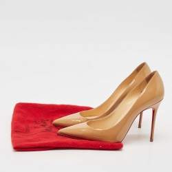 مملوكة مسبقًا Christian Louboutin Beige Patent Leather Pigalle Pumps Size 37.5