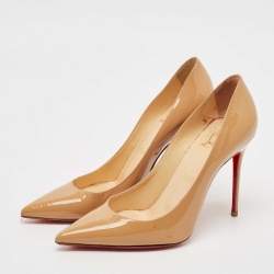 مملوكة مسبقًا Christian Louboutin Beige Patent Leather Pigalle Pumps Size 37.5