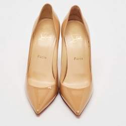 مملوكة مسبقًا Christian Louboutin Beige Patent Leather Pigalle Pumps Size 37.5