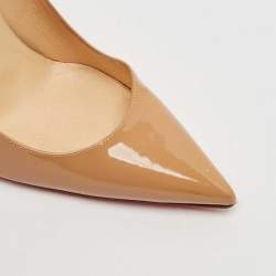 مملوكة مسبقًا Christian Louboutin Beige Patent Leather Pigalle Pumps Size 37.5