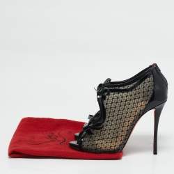 مملوكة مسبقًا Christian Louboutin Black Patent Leather and Mesh Empiralta Booties Size 40