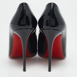 Pre Owned Christian Louboutin Black Patent Leather Kate Pumps Size 37.5