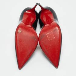 Pre Owned Christian Louboutin Black Patent Leather Kate Pumps Size 37.5