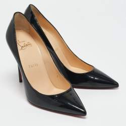 Pre Owned Christian Louboutin Black Patent Leather Kate Pumps Size 37.5