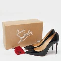 Pre Owned Christian Louboutin Black Patent Leather Kate Pumps Size 37.5