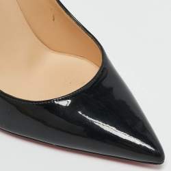 Pre Owned Christian Louboutin Black Patent Leather Kate Pumps Size 37.5