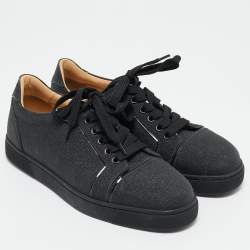 Christian Louboutin Black Glitter Louis Junior Low Top Sneakers Size 37