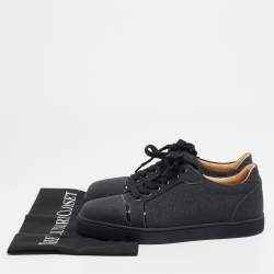 Christian Louboutin Black Glitter Louis Junior Low Top Sneakers Size 37