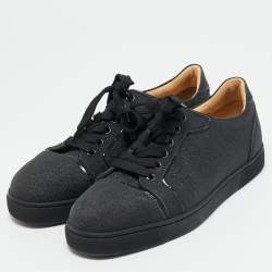 Christian Louboutin Black Glitter Louis Junior Low Top Sneakers Size 37