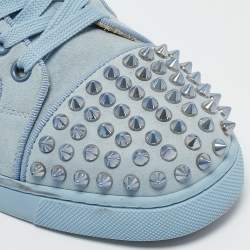 مملوكة مسبقًا Christian Louboutin Blue Suede Louis Junior Spikes Sneakers Size 36