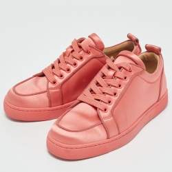 Christian Louboutin Pink Satin Louis Junior Orlato Low Top Sneakers Size 36