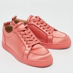 Christian Louboutin Pink Satin Louis Junior Orlato Low Top Sneakers Size 36