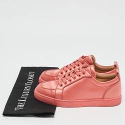 Christian Louboutin Pink Satin Louis Junior Orlato Low Top Sneakers Size 36