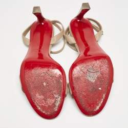 Pre Owned Christian Louboutin Beige Leather Condora Sandals Size 39