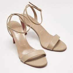 Pre Owned Christian Louboutin Beige Leather Condora Sandals Size 39