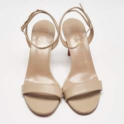 Pre Owned Christian Louboutin Beige Leather Condora Sandals Size 39
