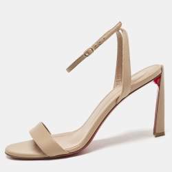 Pre Owned Christian Louboutin Beige Leather Condora Sandals Size 39